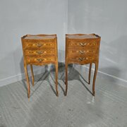 Super Pair French Marquetry Bedside Chests Of Draw