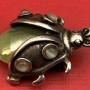 Vintage Japanese Silver and Jade Ladybird Brooch