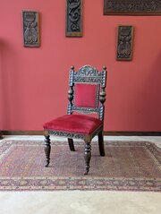 Antique Victorian Carved Oak Side Chair C.1880
