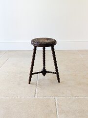 Antique Victorian Carved Oak Tripod Stool C.1890
