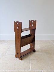 Arts & Crafts Oak Magazine Rack & Book Shelf