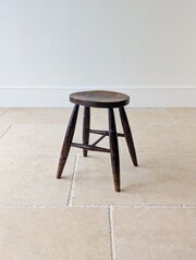 Mid-Victorian English Oak Country Stool C.1860
