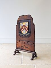 Oak & Leather Malvern College Heraldic Fire Screen