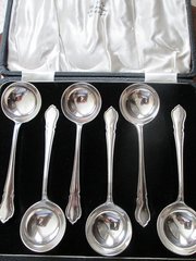 Silver Soup Spoons (Cased)  1938