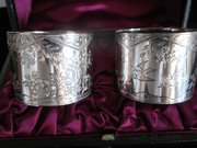 Victorian Silver Napkin Rings (Pair) Cased