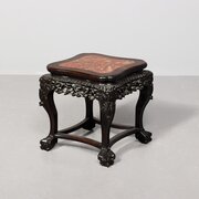 A Qing Dynasty Marble-Topped Plant Stand