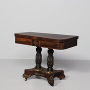 Brass And Satinwood-inlaid Rosewood Games Table
