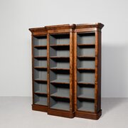 Burr Walnut Three-section Breakfront Open Bookcase