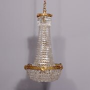 Empire Style Brass & Glass Chandelier