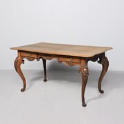 French Solid Oak Double-Sided Writing Table