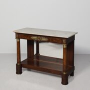French Marble-top, Brass-mounted Empire Hall Table