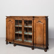 George 1st Style Figured Walnut Breakfront Cabinet