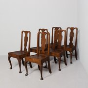 George I Figured-oak, Cabriole-leg Dining Chairs 
