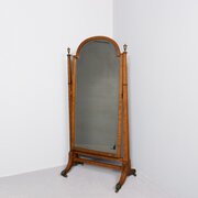 Large Georgian Style Inlaid Cheval Mirror