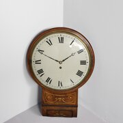 Large Mahogany And Brass Inlaid Fusee Wall Clock 