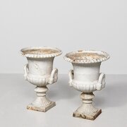 Large Pair Of Campagna Cast Iron Garden Urns