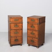 Pair Of Victorian Military Oak Lockers Or Cabinets