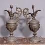 Pair of White Metal Urn Lamps