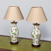 Pair of handpainted Chinese vases converted to la