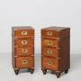 Pair Of Mahogany Military / Campaign Lockers