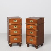 Pair Of Mahogany Military / Campaign Lockers