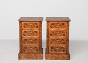 Pair Of Mid-Victorian Marquetry Burr Walnut Locker
