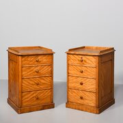 Pair Of Neat-sized Satin Birch Chest Of Drawers