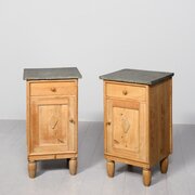 Pair Of Pine Lockers With Marble-tops
