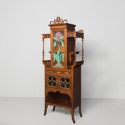 Rare Art Nouveau Stained Glass Cabinet