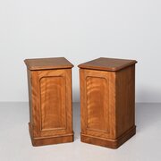 Victorian Satin Birch Bedside Pedestal Cabinets