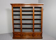 Victorian Figured-walnut Three-section Bookcase