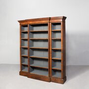 Victorian Pollard Oak Breakfront Open Bookcase