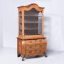 Walnut Bookcase or Display Cabinet on Chest