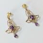 9ct Gold Amethyst Drop Earrings 