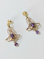 9ct Gold Amethyst Drop Earrings 