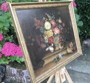 19th Century Still Life Oil Painting ~ Floral     