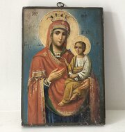 Antique Russian Icon Of The Madonna & Infant Jesus