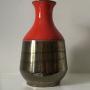 Eduardo Vega Bronze & Red Art Pottery Vase        