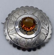 A Large Scottish Brooch With Citrine