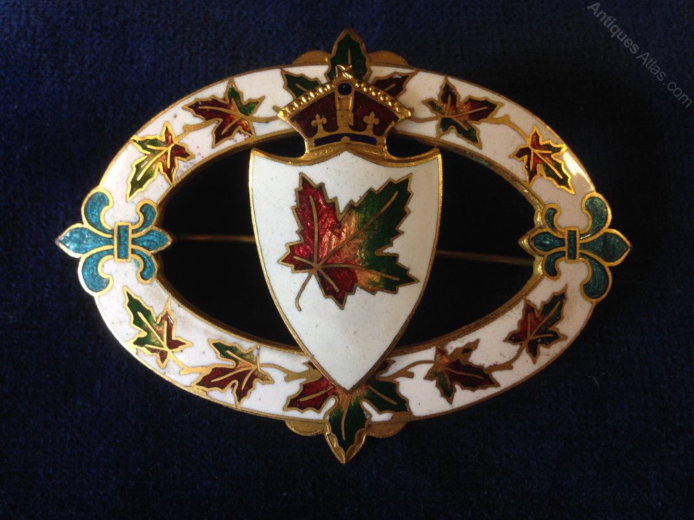 Antiques Atlas Beautiful Enamel Brooch.Canadian Maple Emblem