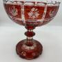  Bohemian Ruby Overlay Glass Pedestal Bowl
