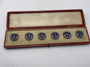 Boxed Set Of Six Blue Enamel & Diamante Buttons