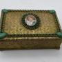 Jewellery Box Green Pekin Glass and Oval Portrait