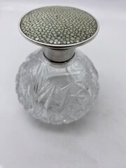 Quality Cut Glass Scent,Silver & Shagreen Lid