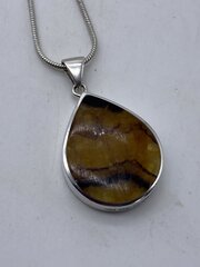 Silver Mounted Blue John Pendant & Chain