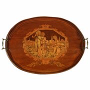 Marquetry Inlaid Oval Tray