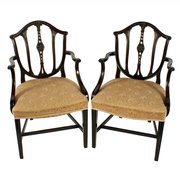 Pair Of Hepplewhite Style Elbow Chairs