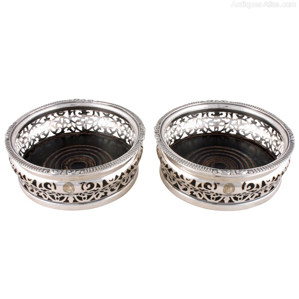 Antiques Atlas Sheffield Plate & Ebony Coasters