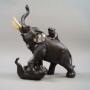 A Meiji Bronze Elephant & Tigers Okimono 