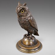 A Superb Bronze Owl Tobacco Jar